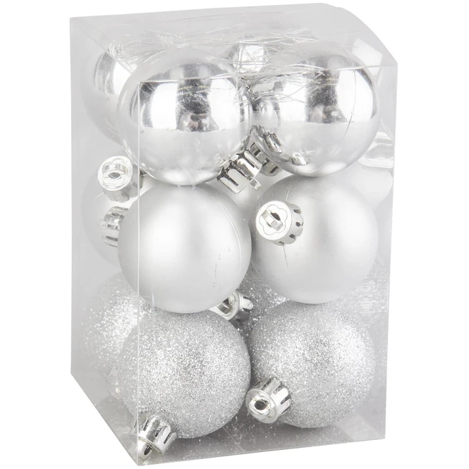 Christbaumkugeln - Silber - 12 Stück