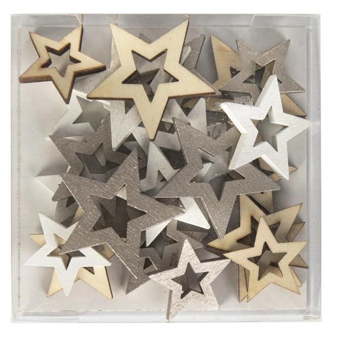 Streudeko - Sterne - Aus Holz - 24 Stück – Bild 3