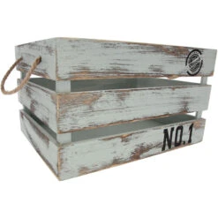 Dekokiste - Aus Holz - Größe L - Grün/antik