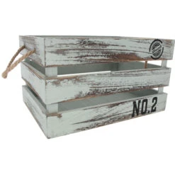 Dekokiste - Aus Holz - Größe M - Grün/antik