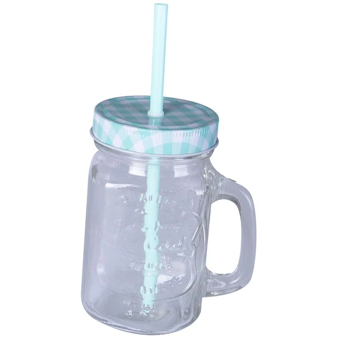 Trinkglas Mit Deckel Und Trinkhalm - 450 Ml - 1 Stück – Bild 3