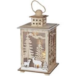 LED-Laterne - Aus Holz - Ca. 16,5 X 16,5 X 30 Cm