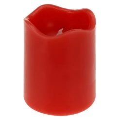 LED-Kerze - Aus Echtwachs - Ca. 7 X 9 Cm - Dunkelrot