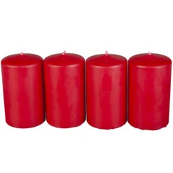 Stumpenkerzen - Ca. 6 X 10 Cm - 4 Stück - Kaminrot