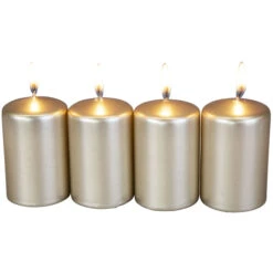 Stumpenkerzen - Ca. 5 X 8 Cm - 4 Stück - Gold