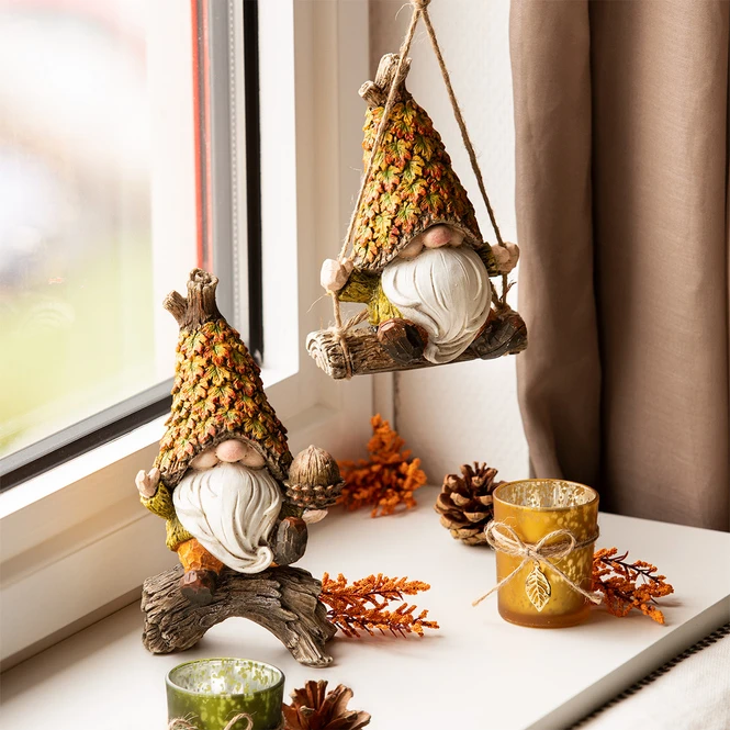 Dekohänger - Herbstwichtel - Aus Polyresin - Ca. 12 X 8,5 X 17,5 Cm