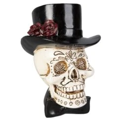 Totenkopf - Aus Polyresin - Ca. 11 X 10 X 13,5 - Schwarz/weiß