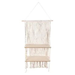 Dekohänger - Makramee-Regal - Ca. 50 X 1,5 X 120 Cm