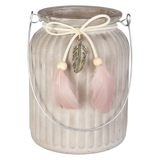 Windlicht - Federn - Aus Glas - Ca. 11 X 14,5 Cm – Bild 3