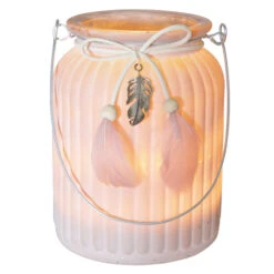 Windlicht - Federn - Aus Glas - Ca. 11 X 14,5 Cm