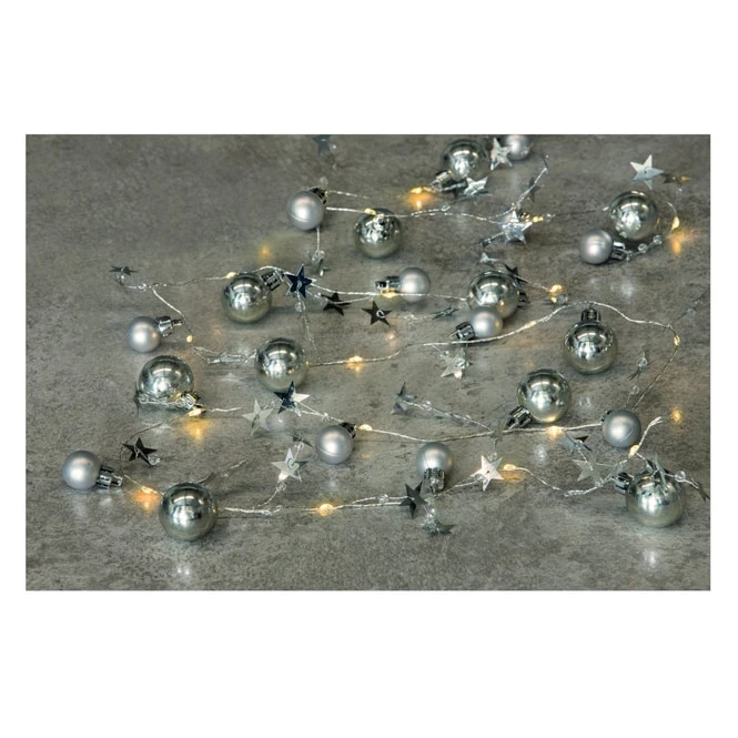 20er LED-Lichterkette - Kugeln - Ca. 190 Cm - Silber