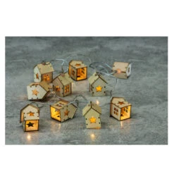 10er LED-Lichterkette - Häuschen - Ca. 135 Cm - Sterne