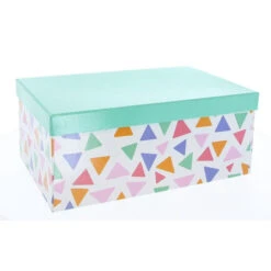 Geschenkbox - S - Dreiecke Mint - Aus Papier - Ca. 20 X 12,5 X 7,5 Cm