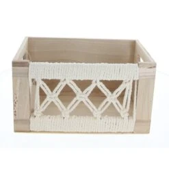 Box - Geflochtene Seiten - Aus Holz - Ca. 25 X 15 X 14 Cm