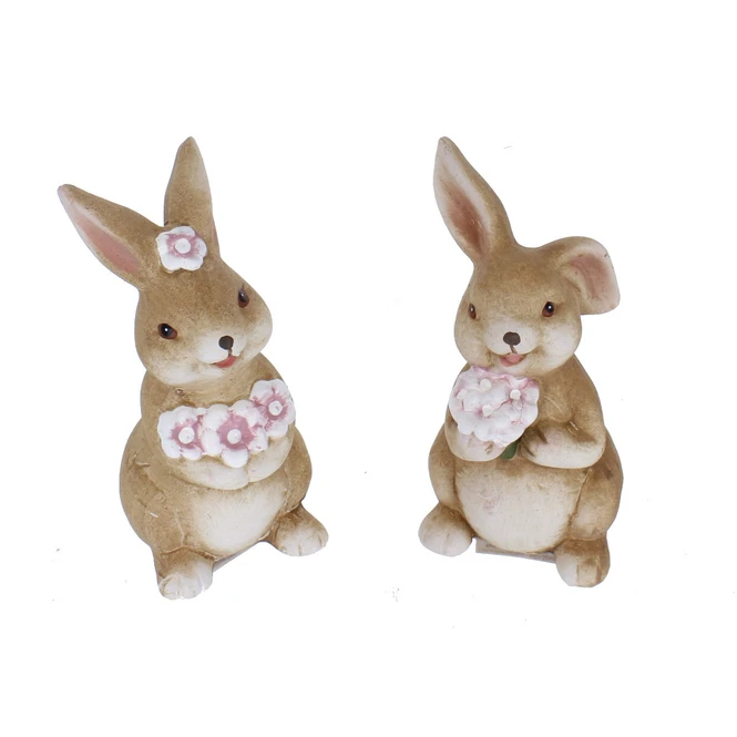 Hase Mit Blumen - Aus Keramik - Ca. 7 X 6 X 12 Cm - 1 Stück – Bild 2