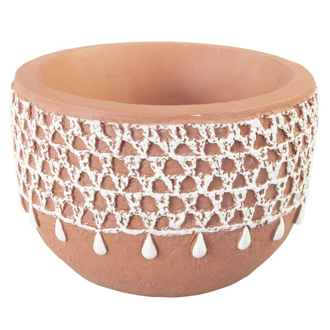 Pflanzgefäß - Boho - Aus Magnesia - Ca. 33 X 33 X 21 Cm - Braun/weiß – Bild 2