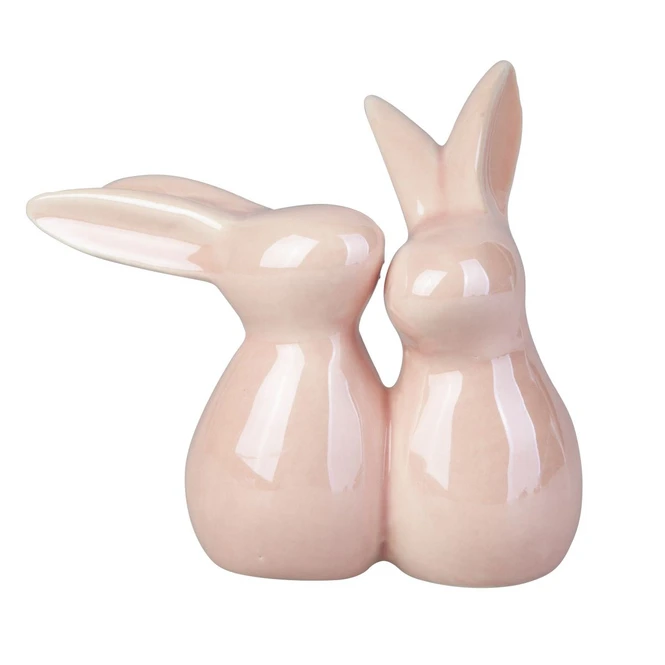 Hasenpaar - Rosa - Aus Keramik - Ca. 10 X 5,5 X 9,5 Cm