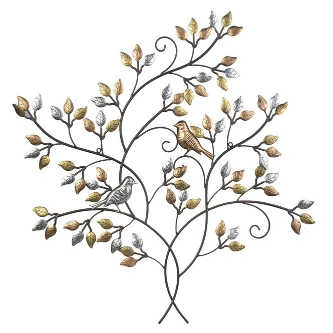 Wanddeko - Ast Mit Blättern - Ca. 76 X 2,5 X 81 Cm