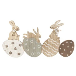 Standdeko - Hasen Auf Eiern - Aus Holz - Ca. 30 X 2 X 15,5 Cm