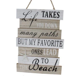 Dekoschild - Beach - Aus Holz - Ca. 29,5 X 0,5 X 40 Cm