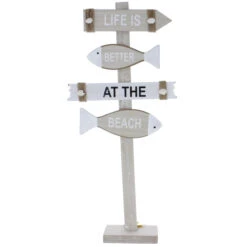 Wegweiser - Maritim - Aus Holz - Ca. 25 X 6 X 52 Cm