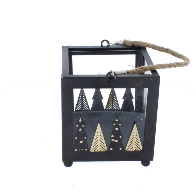 Laterne Mit Bäumen - Ca. 13 X 13 X 14,5/26,5 Cm