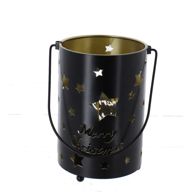 LED Laterne Merry Christmas - Aus Metall - 13x10,5x16/28 Cm