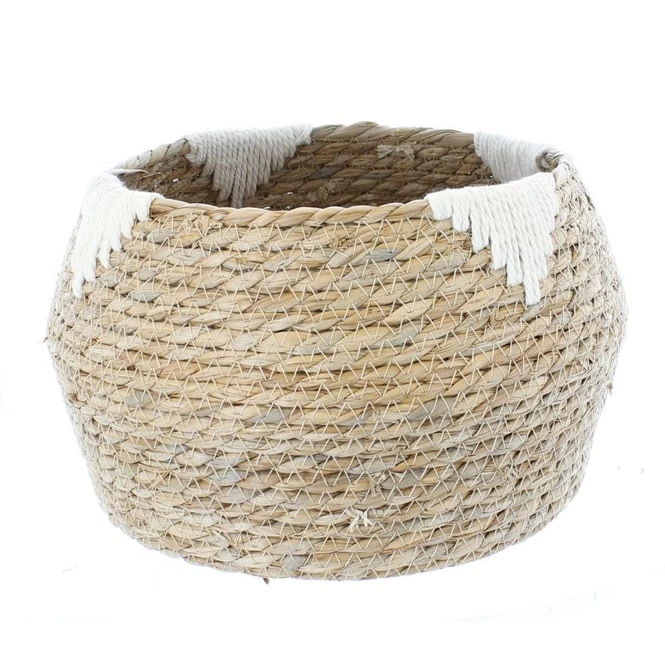 Korb Mit Dreieckmuster - Aus Naturgras - Ca. 25 X 18 Cm