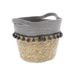 Korb Braun/grau - Aus Stroh Und Papierseil - Ca. 25/34x20 Cm