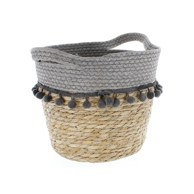 Korb Braun/grau - Aus Stroh Und Papierseil - Ca. 25/34x20 Cm