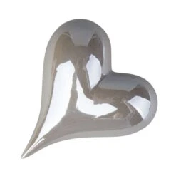 Deko Herz Geschwungen - Grau - Aus Keramik - Ca. 9 X 8 X 4 Cm