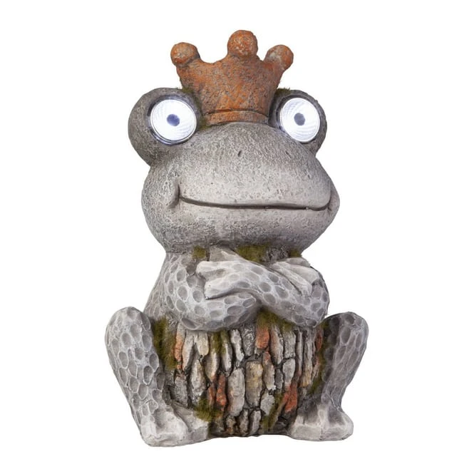 Frosch Mit Krone - Mit Solar LED - Aus Polyresin - Ca. 14 X 10 X 21 Cm – Bild 2
