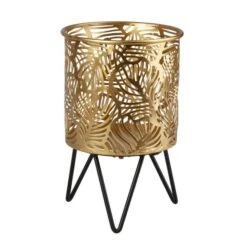 Pflanztopf Mit Füßen - Gold/schwarz - Aus Metall - Ca. 13 X 21 Cm