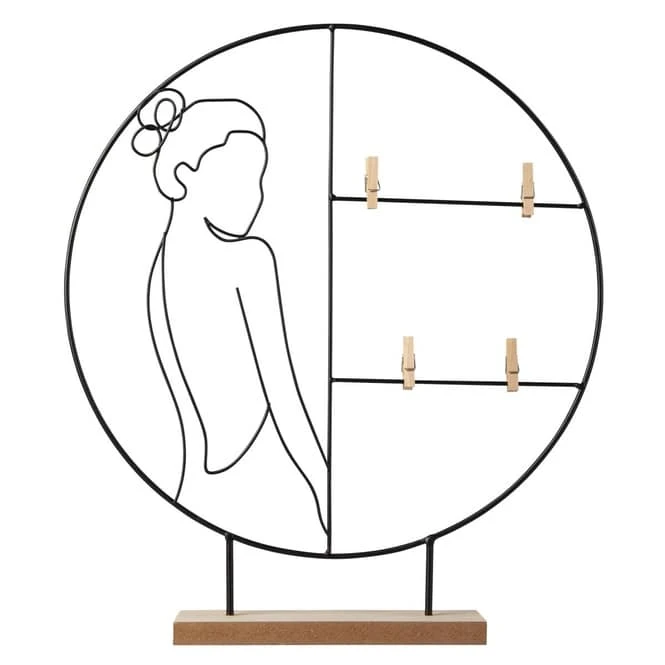 Bilderrahmen - Frauensilhouette Rechtsblickend - Aus Metall Und Holz - Ca. 35,5 X 7 X 40,5 Cm
