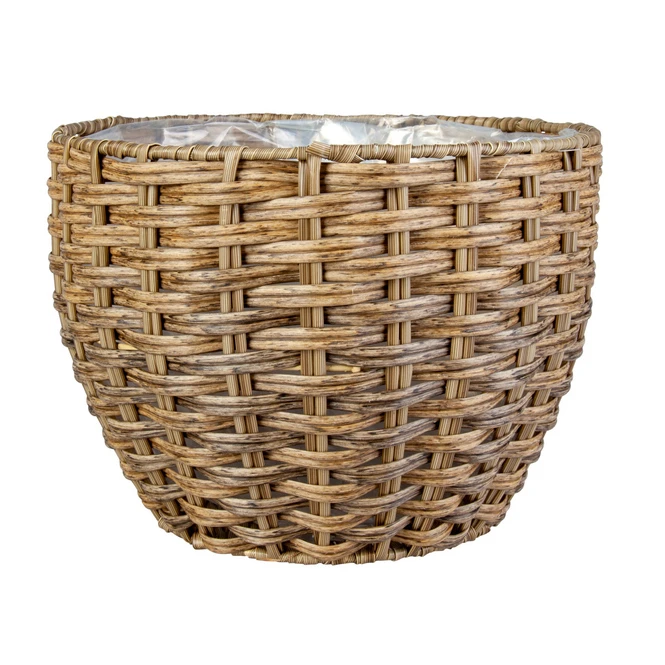 Pflanzkorb Rund - Grau/braun - Aus Kunststoffrattan - Ca. 31 X 23 Cm