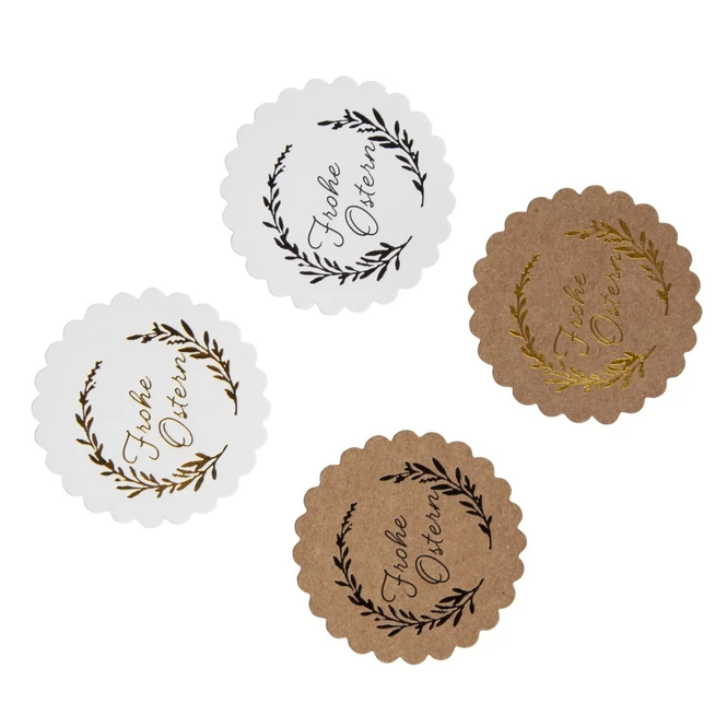 Geschenkclips - Frohe Ostern - Aus Holz Und Papier - ø Ca. 6,2 Cm - 12 Stück – Bild 2