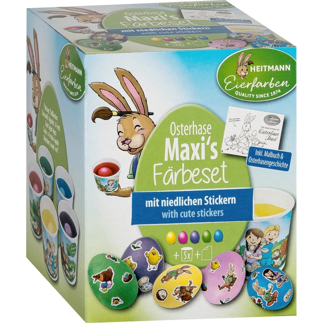 Eierfarben - Osterhase Maxi`s Färbeset - Mit Niedlichen Stickern