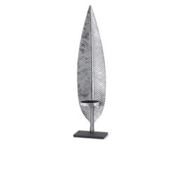 Teelichthalter Feder Silber - Ca. 13,5 X 9,5 X 56 Cm