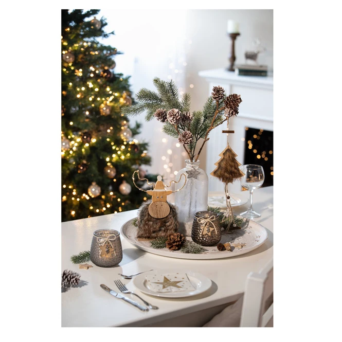 Zapfenzweig Mit Kunstschnee - Ca. 52 Cm – Bild 2