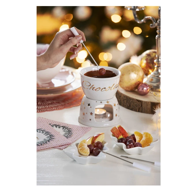 Schokoladenfondue-Set - Aus Keramik - 4-teilig - Ca. 11 X 18 Cm