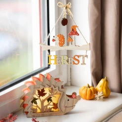 LED-Igel - Aus Holz - Ca. 19,5 X 4,5 X 13,5 Cm